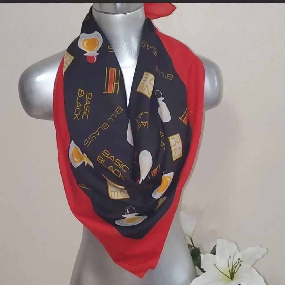 Vintage Bill Blass Assortment of Perfumes 34 inch square multicolor scarf
